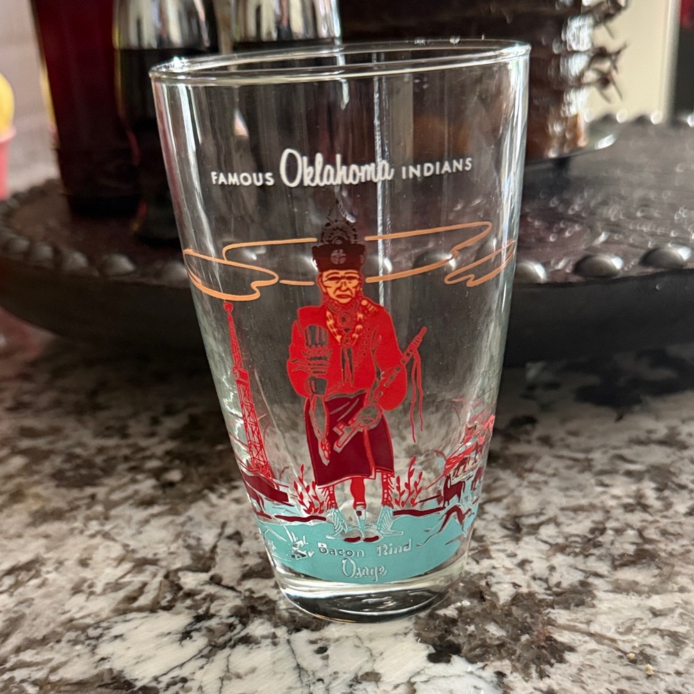 An Oklahoma Acee Blue Eagle, Bacon Rind, Clear Indians Glass